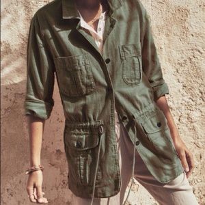 Faherty army green utility coat xl